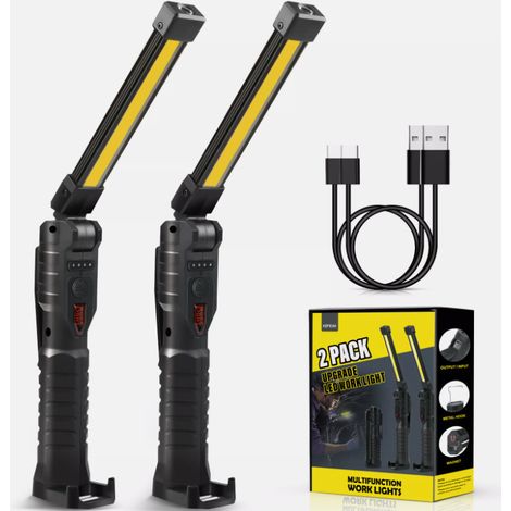 Lampe De Travail Led Cob - Lampe À Accumulateur Pour Atelier - Avec Aimant Et Crochet - Portée Jusqu'à 100 M - 4 Niveaux De Luminosité - 1 Pièce (1/5)