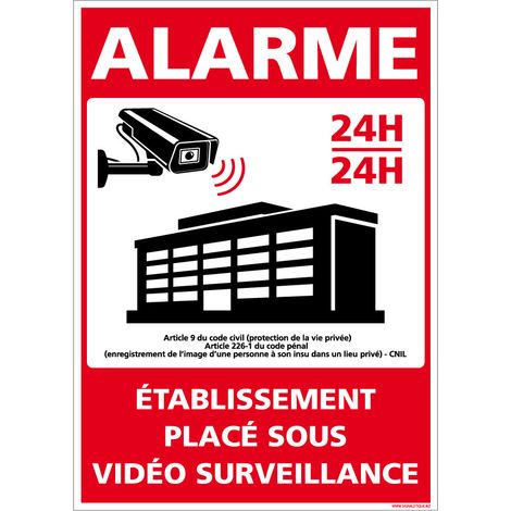 Autocollants de Signalisation Souple – Panneaux de Signalisation Autocollants – Plusieurs tailles au choix – Signalisation Française - Alarme, établissement placé sous vidéo surveillance - 300 x 420 m
