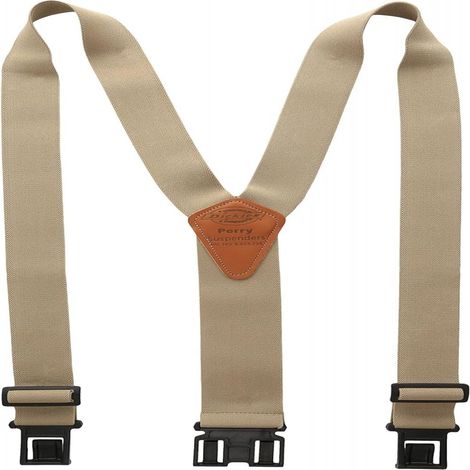 Bretelles beiges réglables à 6 boutons pour homme - Élastique avec boutons en cuir, style classique pour pantalons, tenues habillées ou décontractées (1/5)