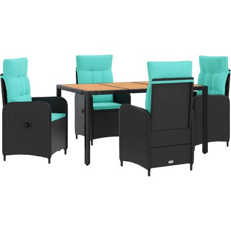 Maison Exclusive - Outdoortisch-Set 5 stk. PE Rattan und pulverbe (1/5)