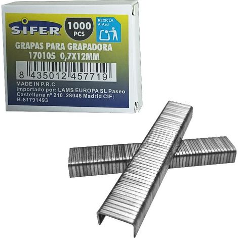 Grapas para Grapadora 07x12mm - Caja de 1000 Pcs