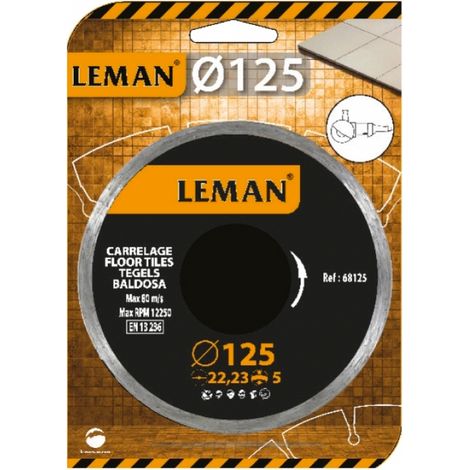 Leman – Disque diamant pour carrelage 125 mm – Alésage 22,23 mm – Rotation 12250 tours/min – Coupe précise et nette (1/3)