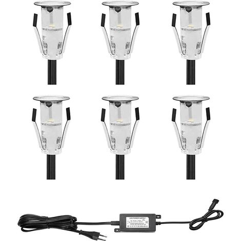 Lot de 10 Lampe de Spot LED Mini Ø18mm Eclairage encastré Inox pour Terrasse Enterré Plafonnier, IP67 Etanche DC12V Lumière Extérieure pour Chemin Escalier Paysage Etape (Blanc Chaud) (1/5)