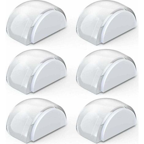 Topes de puerta transparentes adhesivos para suelo y parqué, protectores de puertas y paredes, 6 unidades (medio cuadrado) (1/4)