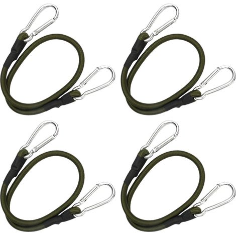 4 Stück Bungee-Spanner mit Karabiner, 60 cm elastisches Bungee-Seil, Spann-Bungee mit Karabiner, Spann-Bungee mit Karabiner für Camping, Planen, Fahrradträger, Zelt, Auto