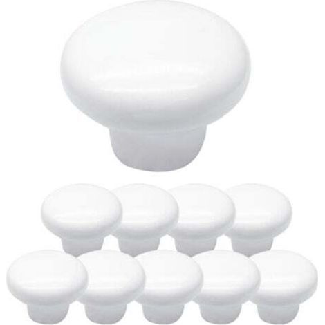Boutons de meuble ronds en céramique blanche – Lot de 10 pièces, diamètre 25 mm, finition lisse et élégante pour placards et armoires (1/5)