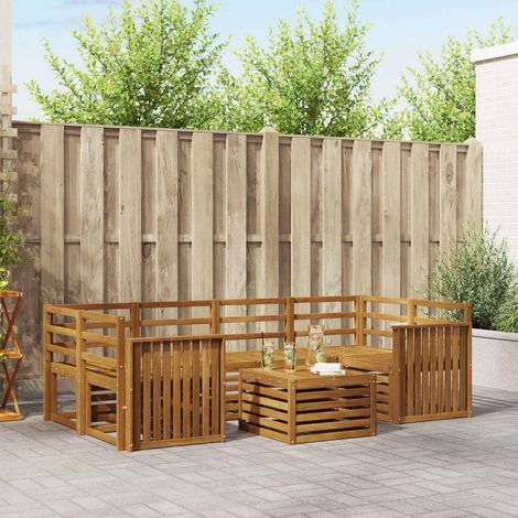 vidaXL Ensemble de canapés d'extérieur 7 pcs Naturel (1/5)
