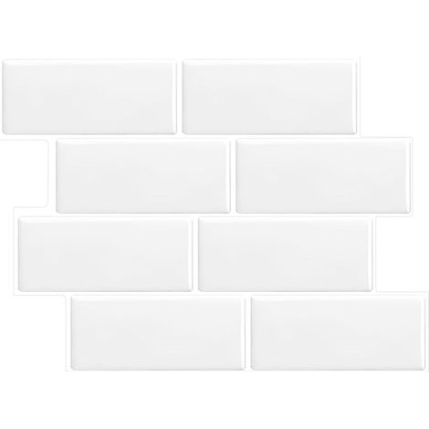 Autocollant pour carrelage imperméable blanc 11,56 x 8,38 pouces 1 feuille autocollante pour carrelage adapté aux murs de cuisine et de salle de bain (1/5)