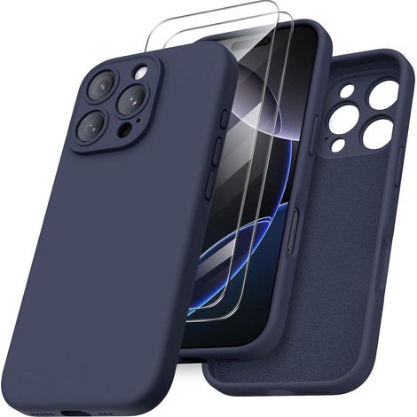 ORNARTO iPhone 16 Pro Hülle Kameraschutz 2 Schutzfolien flüssiges Silikon (1/5)