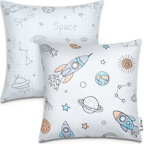 Paco Home Juego De 2 Fundas Cojín 45x45 Cojín Funda Cojín Sofá Niños Diferentes Motivos Blanco 3, 2pcs-Set (1/4)