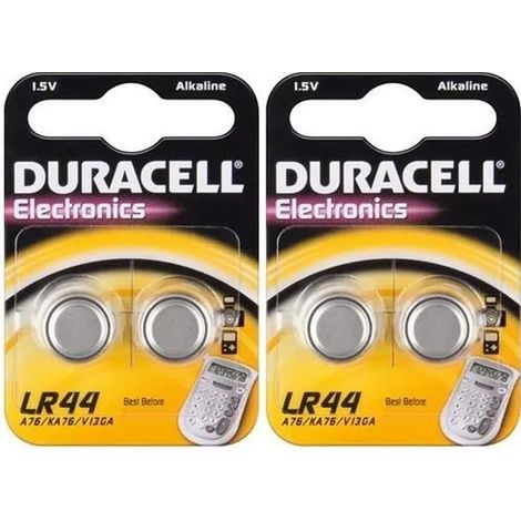 Pile bouton duracell LR44 argent 1 5 volts alcaline