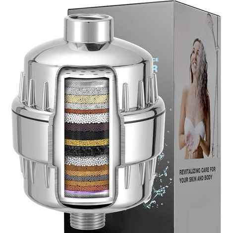 Filtre de douche 20 étapes anti-chlore et métaux lourds, adoucisseur d'eau chromé (1/5)