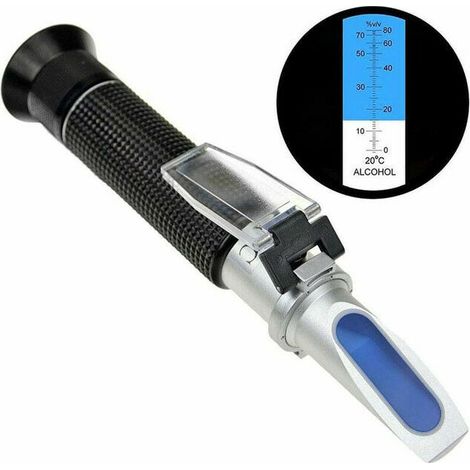 Refractómetro de alcohol para medir el porcentaje en volumen de bebidas espirituosas con compensación automática de temperatura (ATC), rango 0-80% v/v. (1/5)