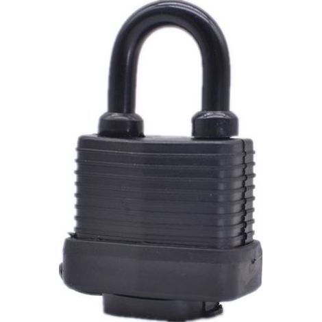 Kaelt - Cadenas à Clé avec Protection Thermoplastique, [2 Pièces]Cadenas en étanche,Cadenas en Acier Laminé Extérieur Résistant aux Intempéries,6 Clé, pour Casier, Gym, Garage, Clôture (Noir) (1/5)