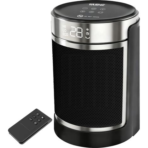 Chauffage d'Appoint électrique, Céramique PTC 1500W Radiateur Soufflant, Télécommande, Protection Anti-Basculement et Anti Surchauffe, Mode ECO, Minuterie 1-24 h, Sécurité Enfant (1/5)