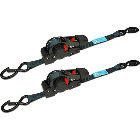 2er-Pack Automatik Spanngurte 2.5cm x 3.5m mit S-Haken (1/5)