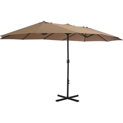 Maison Exclusive - Sombrilla de jardín con palo de aluminio taupe (1/5)