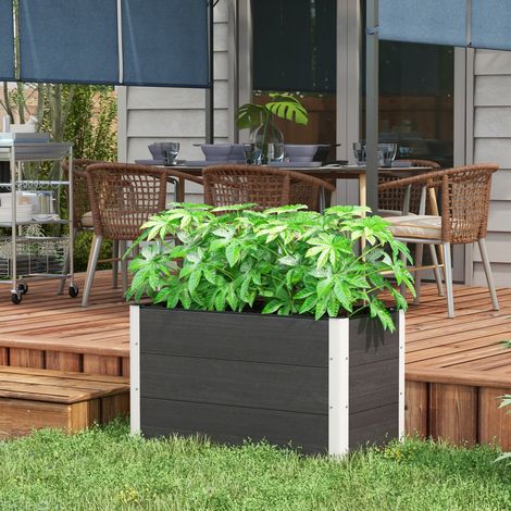 Hochbeet ohne Boden 100 x 50 x 55,5 cm aus WPC und Aluminium, grau HAVRYA (1/5)