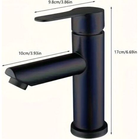 Mitigeur de Lavabo Salle de Bain en Acier Inoxydable 304 Noir – Eau Chaude et Froide, Robinet pour Vasque et Plan de Toilette, Design Moderne