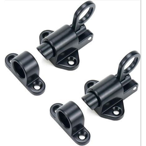 Aluminum Alloy Rebound Door Latches with Screws, Safety Spring Latch, Automatic Locking for Wooden Doors, Windows and Cabinets (Black) (1/5)