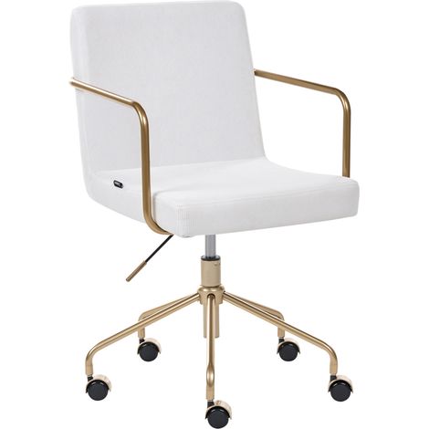 Silla de oficina funcional tapizado de pana altura ajustable base giratoria blanco crema Trinity