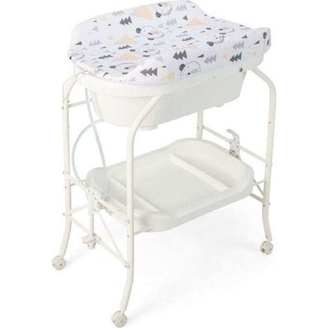 Confort pour bébé, table à langer avec baignoire pliable et rangement, usage quotidien à la maison (1/5)