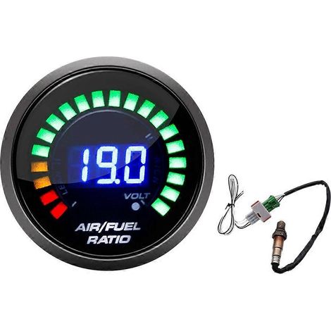 Jauge de rapport air-carburant de 52 mm avec affichage numérique LED et capteur d'oxygène à bande étroite pour instruments automobiles, compatible avec les instruments de course automobile 12 V. (1/5)