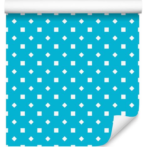 Papier peint à pois turquoise et turquoise, formes douces 50x1000 cm (1/5)