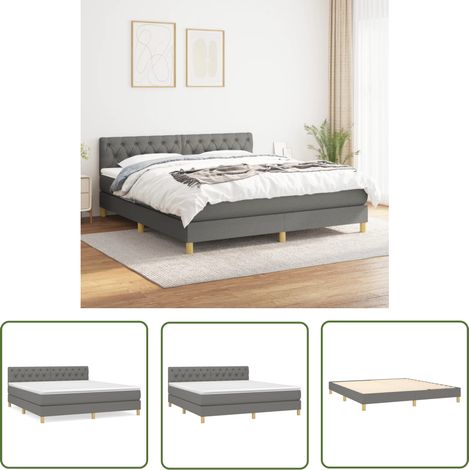 The Living Store Boxspringbett mit Matratze Dunkelgrau 160x200 cm Stoff - Boxspringbett - Doppelbett - Bettenrahmen - Matratze - Schlafsystem (1/5)