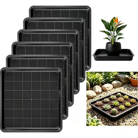Lot de 6 soucoupes carrées pour pot de fleurs - 22 x 22 cm (1/5)