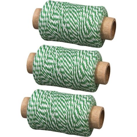 3 ficelles bicolore vert-blanc 35 m x Ø 1 mm (1/3)