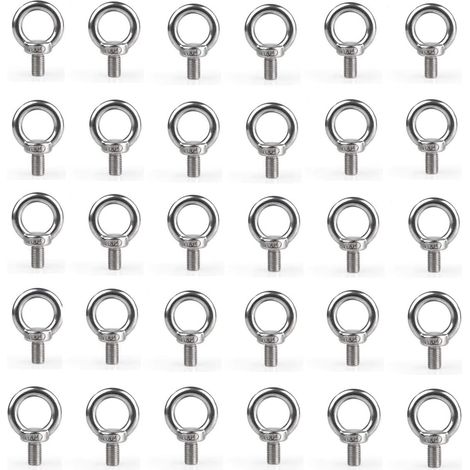 MINKUROW 30-Pcs Perno De Ojo 304 Tornillos De Rosca Macho De Acero Inoxidable Anillo De Elevación Pernos De Cubierta De Peso Marino (M4x11mm) (1/5)