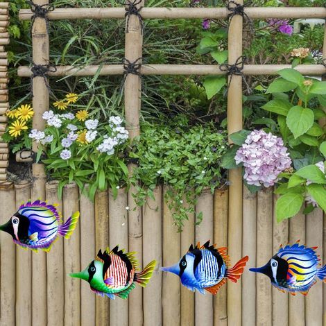 Farbenfrohe Metallskulptur für den Garten – Fischförmige Balkon- und Terrassendekoration (1/5)