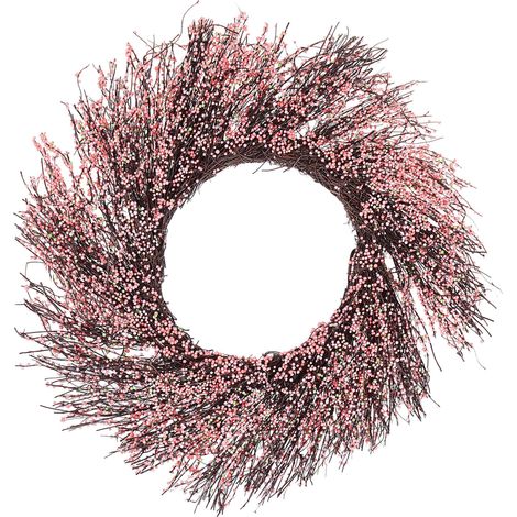 Corona de puerta rosa flor artificial decorativa hecha a mano redonda 50 cm decoración de la pared de mesa estilo rústico Galletas