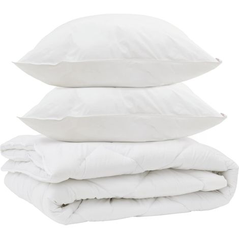 Duvet toutes saisons avec oreiller 3 pcs Blanc Microfibre (1/5)