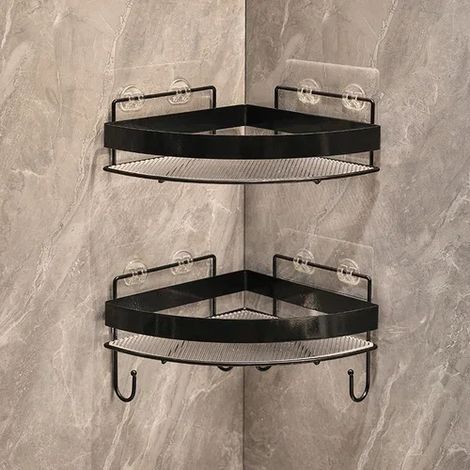 (B. layers) Étagère de rangement de salle de bain dorée, trépied mural sans perçage, porte-shampoing et gel douche, accessoires de salle de bain (1/5)