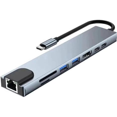 8-in-1 USB-C-Hub mit Typ-C-Adapter, 4K-HDMI-kompatibel, 8-Port-PD-C-Dockingstation, 87 W für MacBook Pro und Air, USB-C-Laptop (1/5)