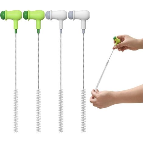 Lot de 4 brosses de nettoyage pour paille Design fantaisie 2 en 1 Petite brosse de nettoyage pour bouteilles et couvercles Longues brosses en nylon (1/5)