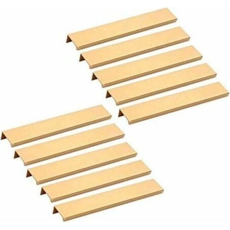 10 poignées de meubles invisibles - Poignées de placard de cuisine dorées, poignées de tiroir 160 mm - TRIMEC