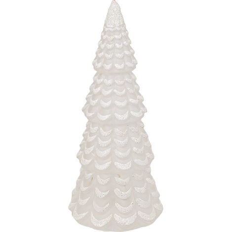 Tannenbaumschmuck aus weißem Glas H23 cm 10 LEDs warmweiß batteriebetrieben - Feeric lights & christmas