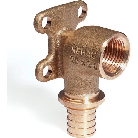 Rehau Wandwinkel Rautitan RXplus, 16mm x Rp 1/2", mit quadratischer Wandscheibe, Rotguss (1/2)