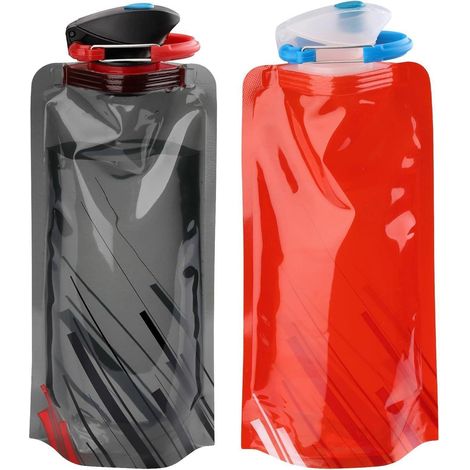Trinkflasche faltbar wiederverwendbar 2 Stück (Schwarz+rot) 2 Stück (1/5)