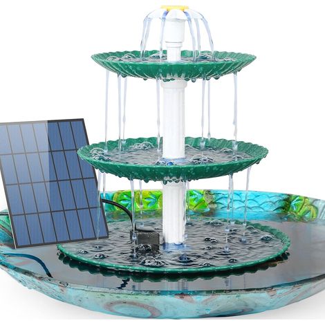 1 Fontaine Solaire, 6 Buses, Pompe Étang, Panneau Solaire, Jardin, Bain Oiseaux (1/5)