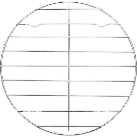 Grille de cuisson ronde portable en acier inoxydable pour viande, poisson et légumes - 22 cm (sans plaque de cuisson noire) (1/5)
