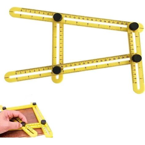 Règle multi-angles de mesure, gabarit pliable 4 sections, outil traçage précis pour carrelage et menuiserie (1/4)