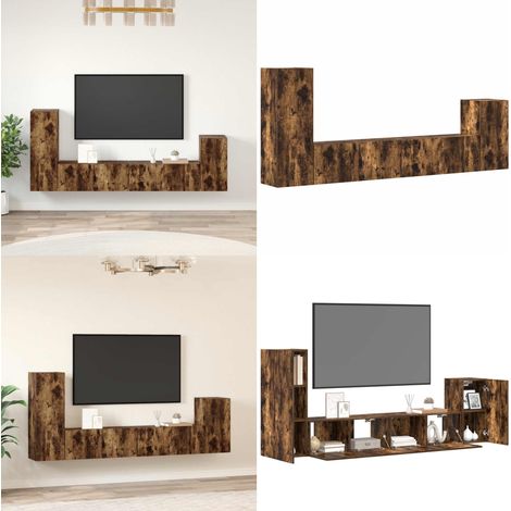4-tlg. TV-Schrank-Set Räuchereiche Holzwerkstoff - TV Schrank - Holzwerkstoff - Fernsehtisch - Wohnzimmer Dekoration - Regal - Home & Living (1/5)