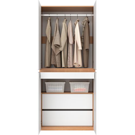 CHICFURN Armoire penderie 90 x 50 x 200 cm en MDF et panneau de particules blanc pour chambre (1/5)