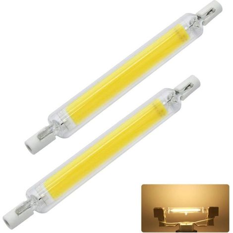 Ampoule LED R7S 118 mm, 10 W AC220 V/230 V, ampoule linéaire non dimmable, réflecteur à double extrémité, ampoules COB R7S économes en énergie, ampoule halogène de remplacement, lumière chaude, 2 pièc (1/5)