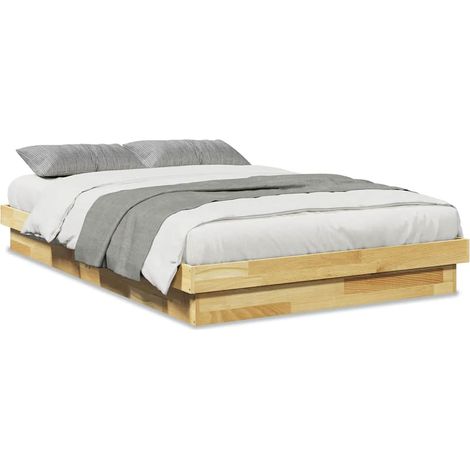 Lit double  Lit adulte  Cadre de lit sans matelas 120x200 cm bois massif de chêne