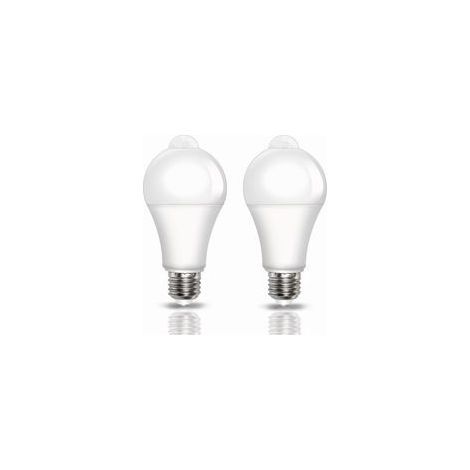 Lampe LED avec détecteur de mouvement PIR E27, 9 W, 800 lm, lumière blanche froide (6000 K), allumage/arrêt automatique, angle de détection 120°, idéale pour couloirs, escaliers et garages, 220 V CA – (1/4)